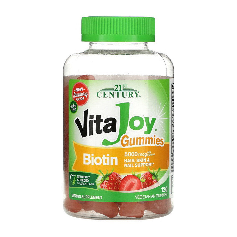 21st Century Vita-Joy Biotin 5000 mcg Gummies, Strawberry, 120 Ea